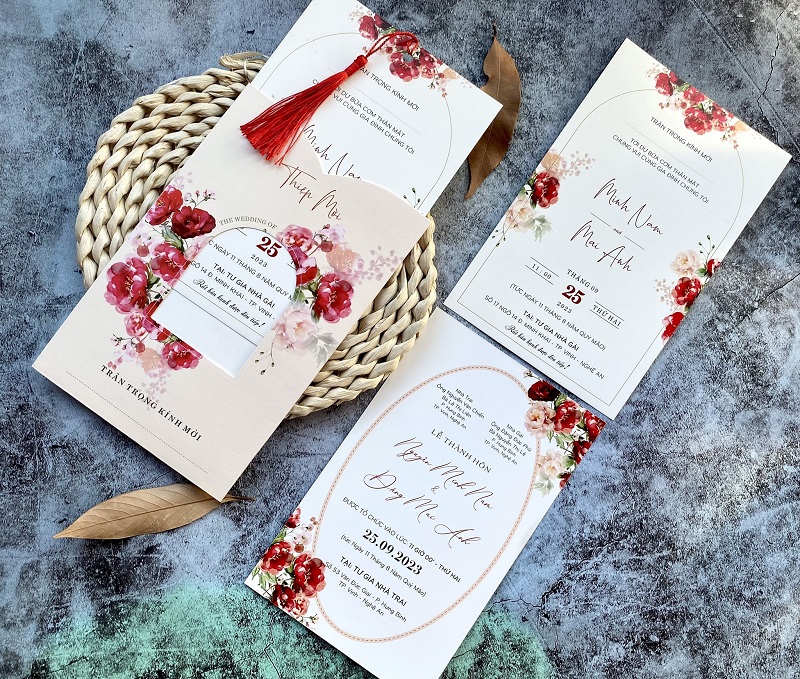 in thiệp cưới hoa lá tại thanh hóa